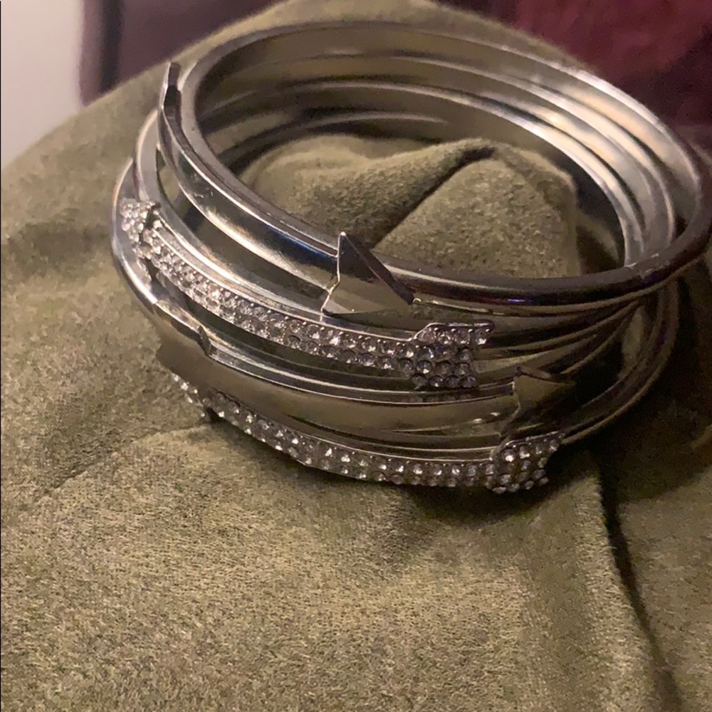 Silver Arrow Bangle Bracelet Set - image 1